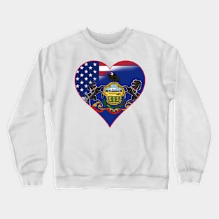 State of Pennsylvania Flag and American Flag Fusion Design Crewneck Sweatshirt